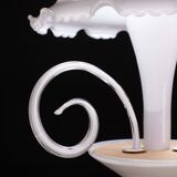 “Umbrella” Charming Murano Vintage White Chandelier in Murano Glass, 1980s