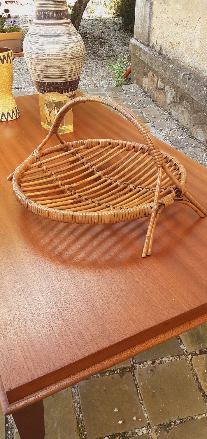 Vintage fruit cup year 50 rattan