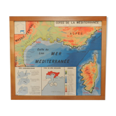 School geography map framed of 1960s
