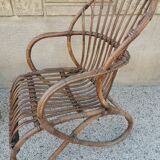 Pair of vintage rattan egg armchairs from the 60s