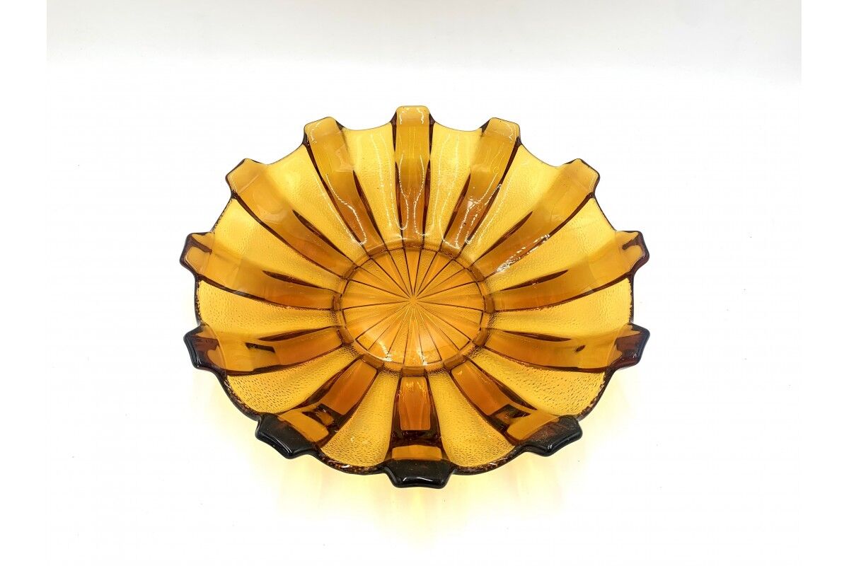 Honey glass platter, Poland, 1960s