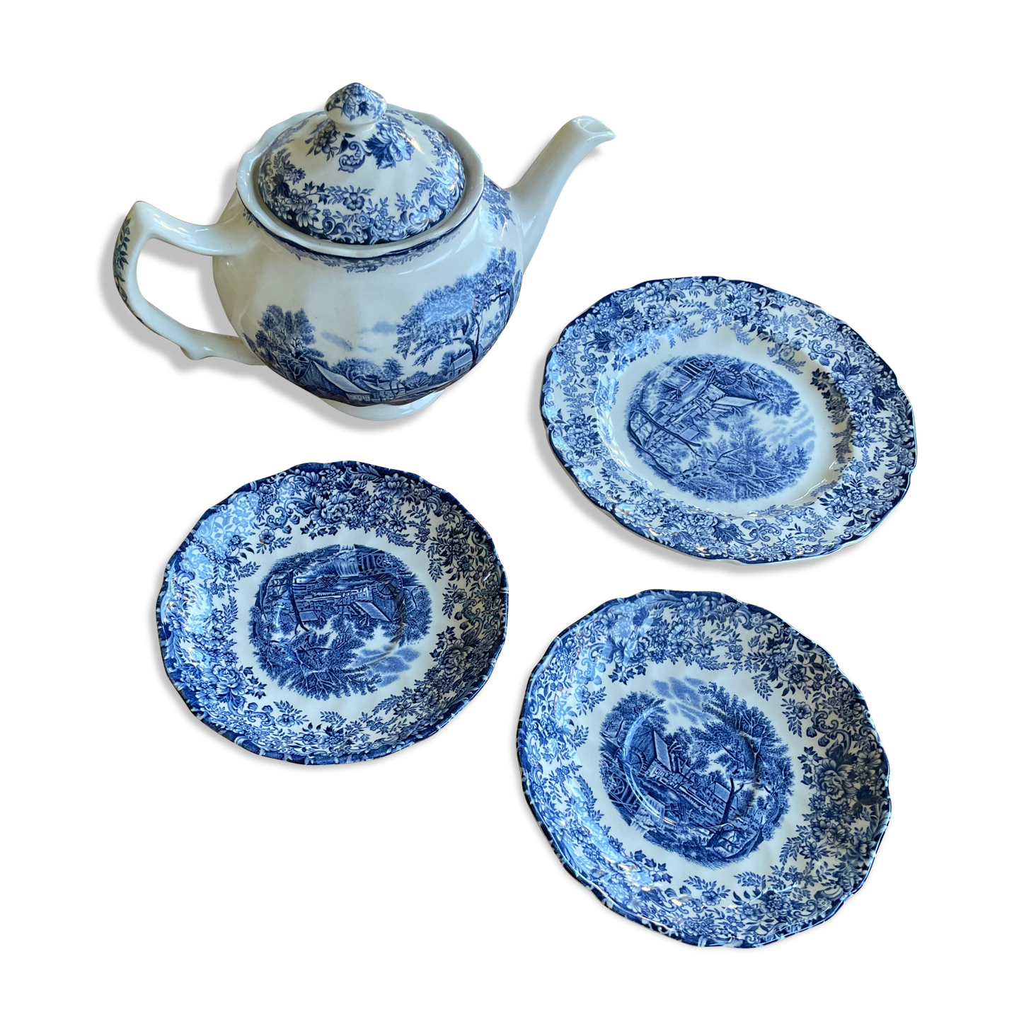 Teapot set and mill stream dish