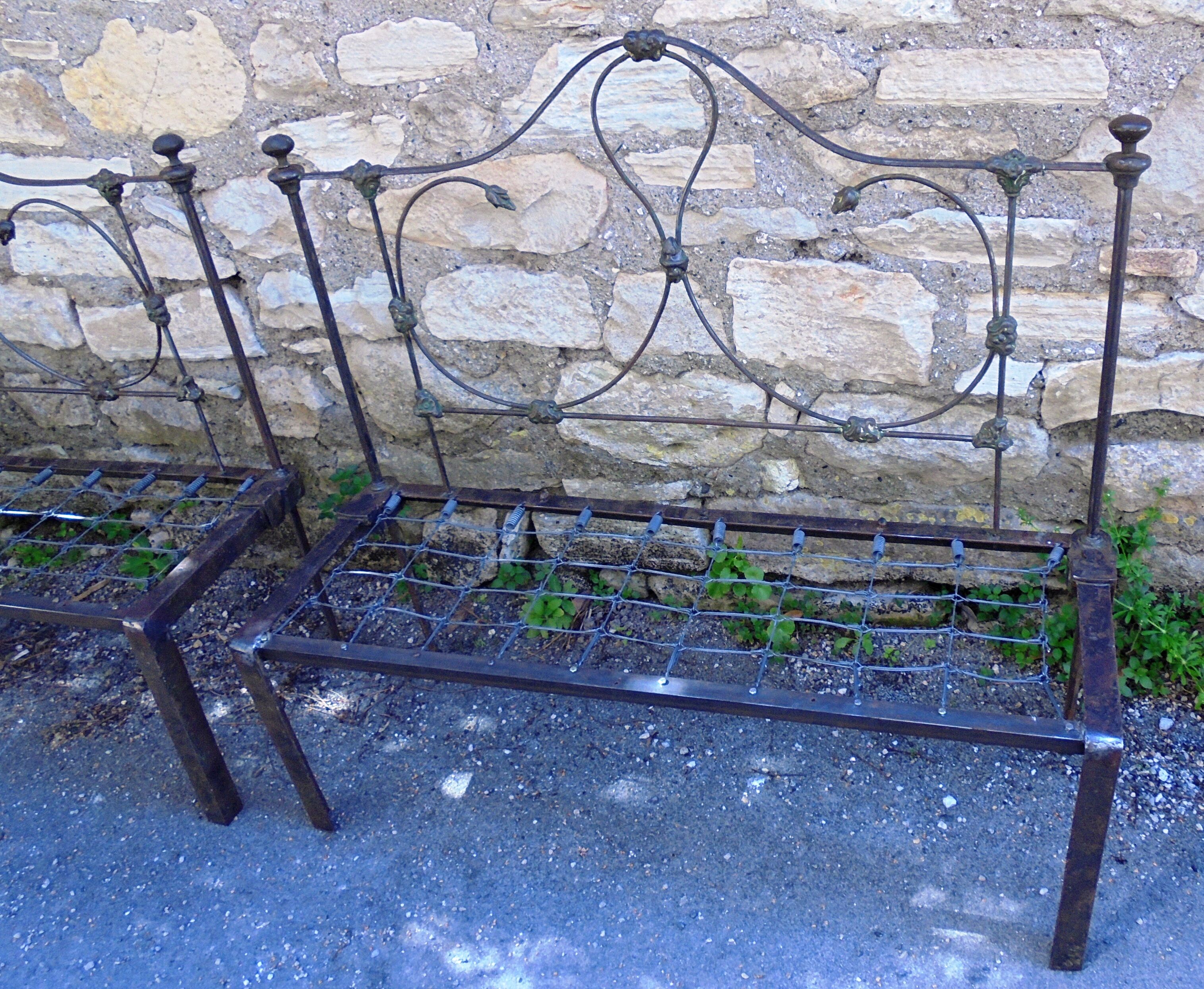Pair of wrought iron benches