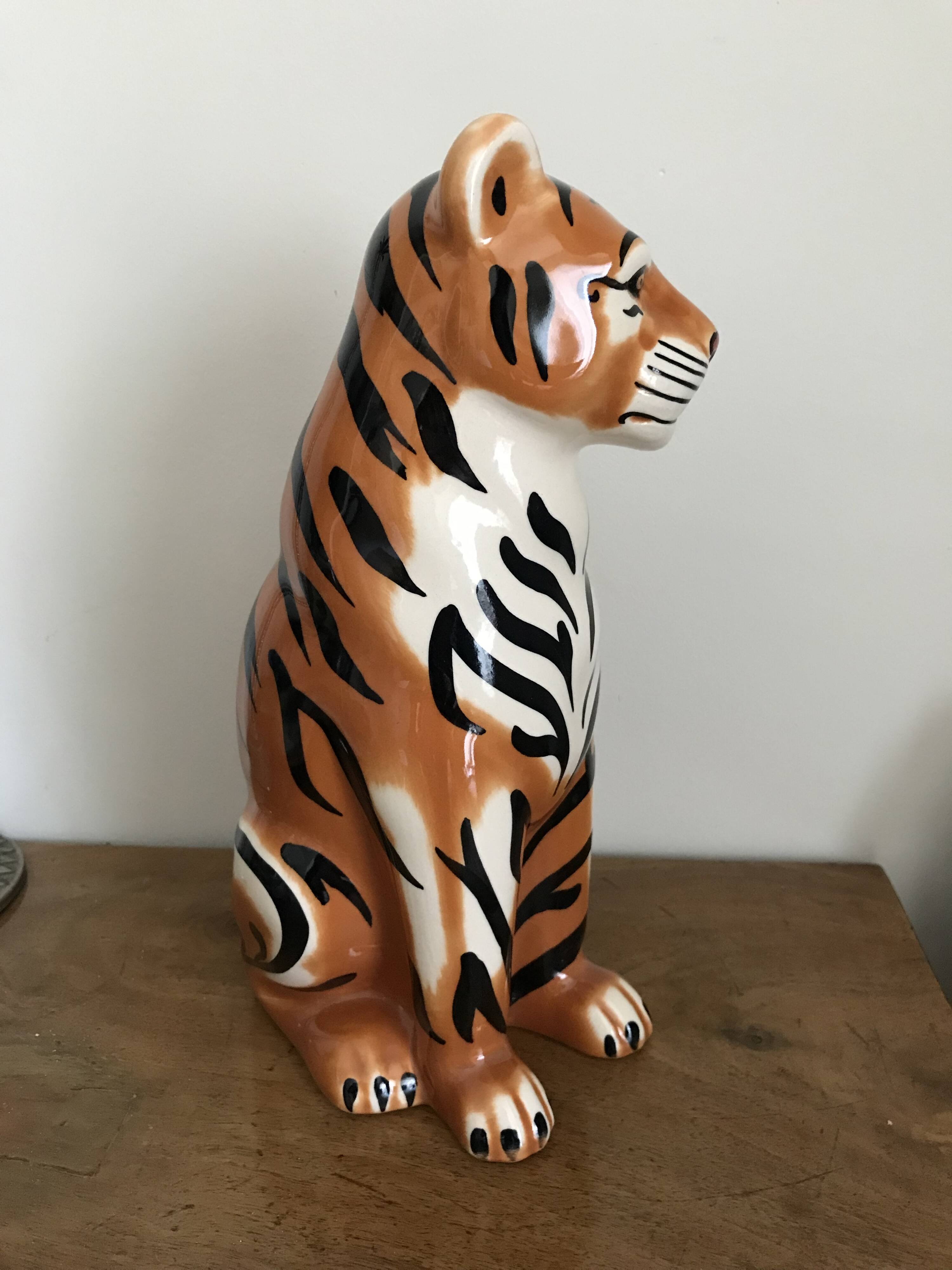 Glazed ceramic tiger 1970