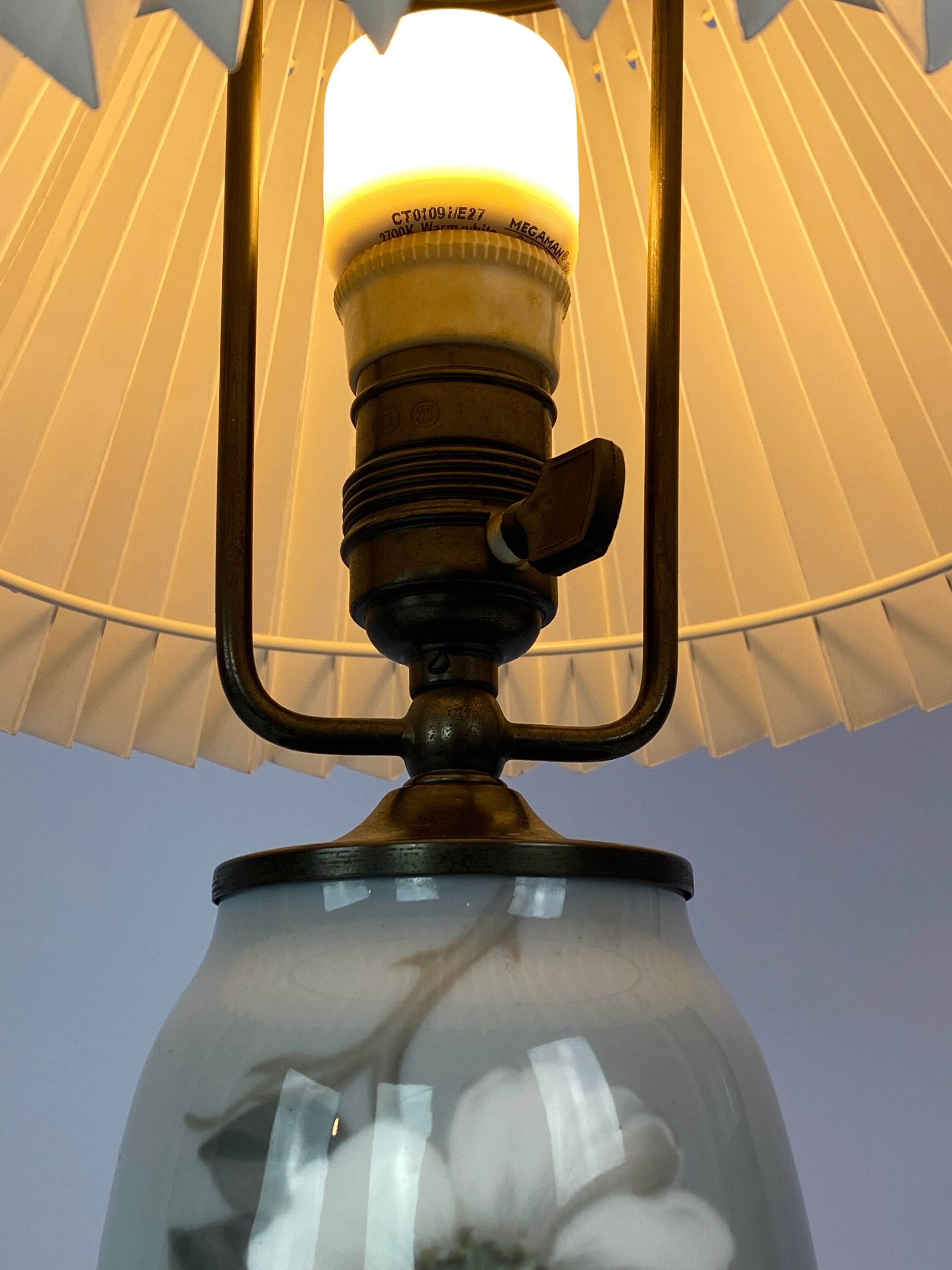Royal Copenhagen porcelain lamp with floral motif