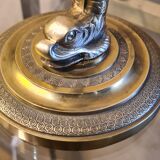 Lamp Dauphin bronze 1920 with tulip signed (Noverdy France) 32x11