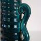 Pieds de lampe bougeoir émaillé vert Accolay vintage