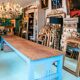 Very long vintage French wooden cloister table
