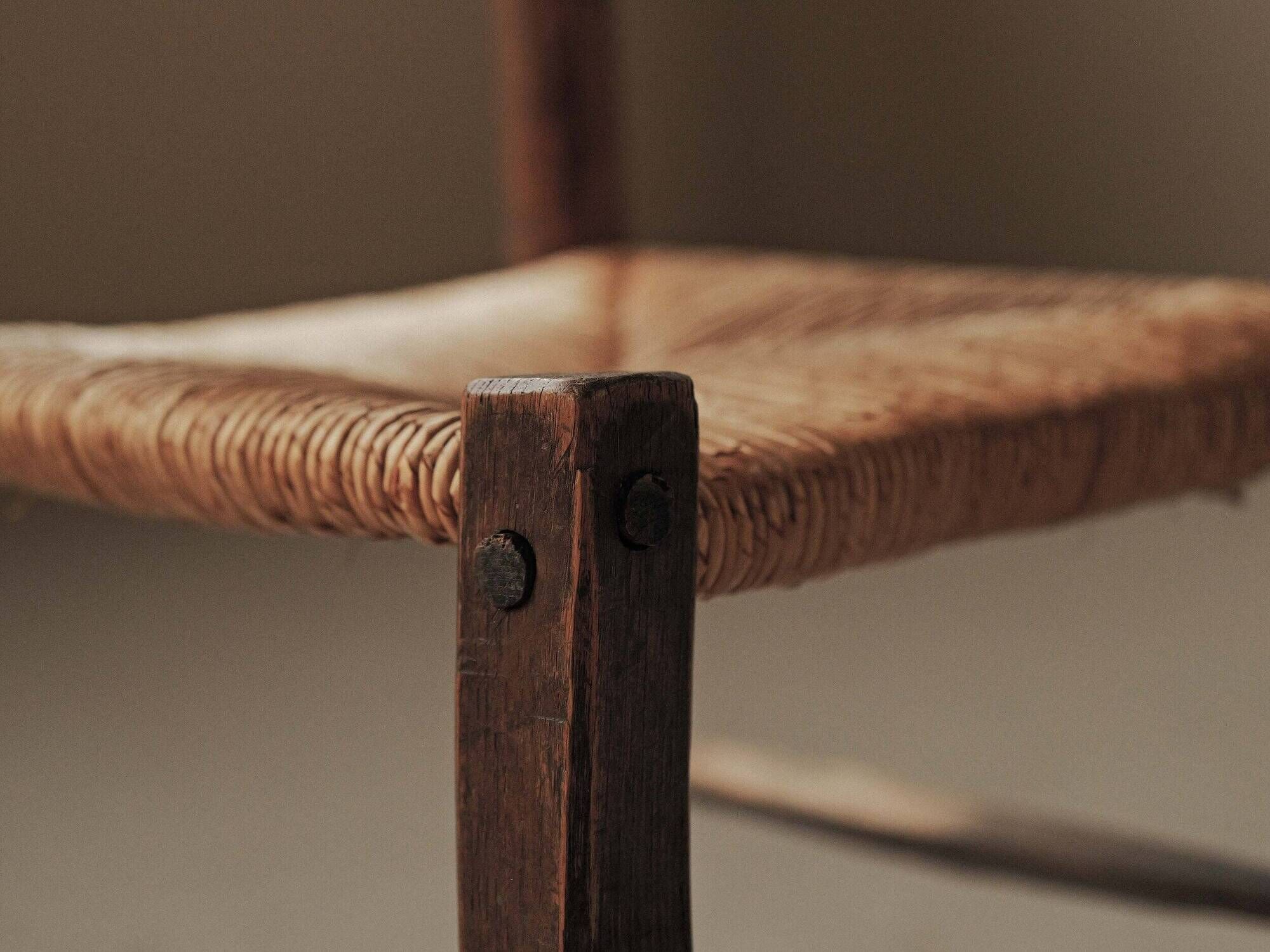 Peasant chair in wood and straw, Folk Art, around 1900