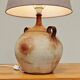 Modernist ceramic sandstone lamp with two handles from the 1950s