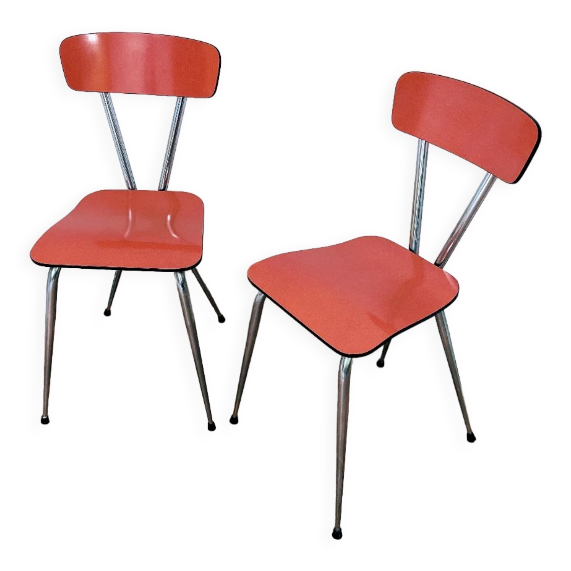 Paire de chaises en formica rouge