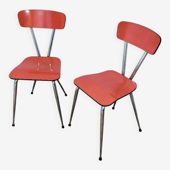 Pair of chairs in red formica