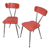 Paire de chaises en formica rouge