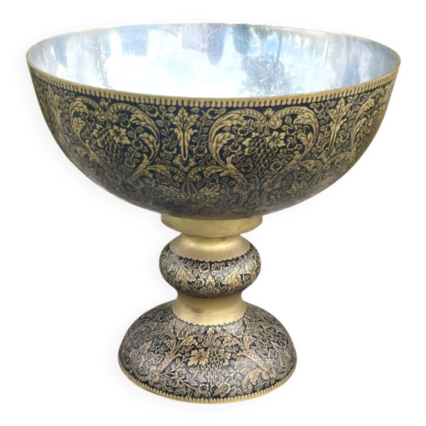 Seau à champagne en laiton avec piédestal floral orné
