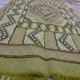 Green berber carpet in pure wool 195x100cm