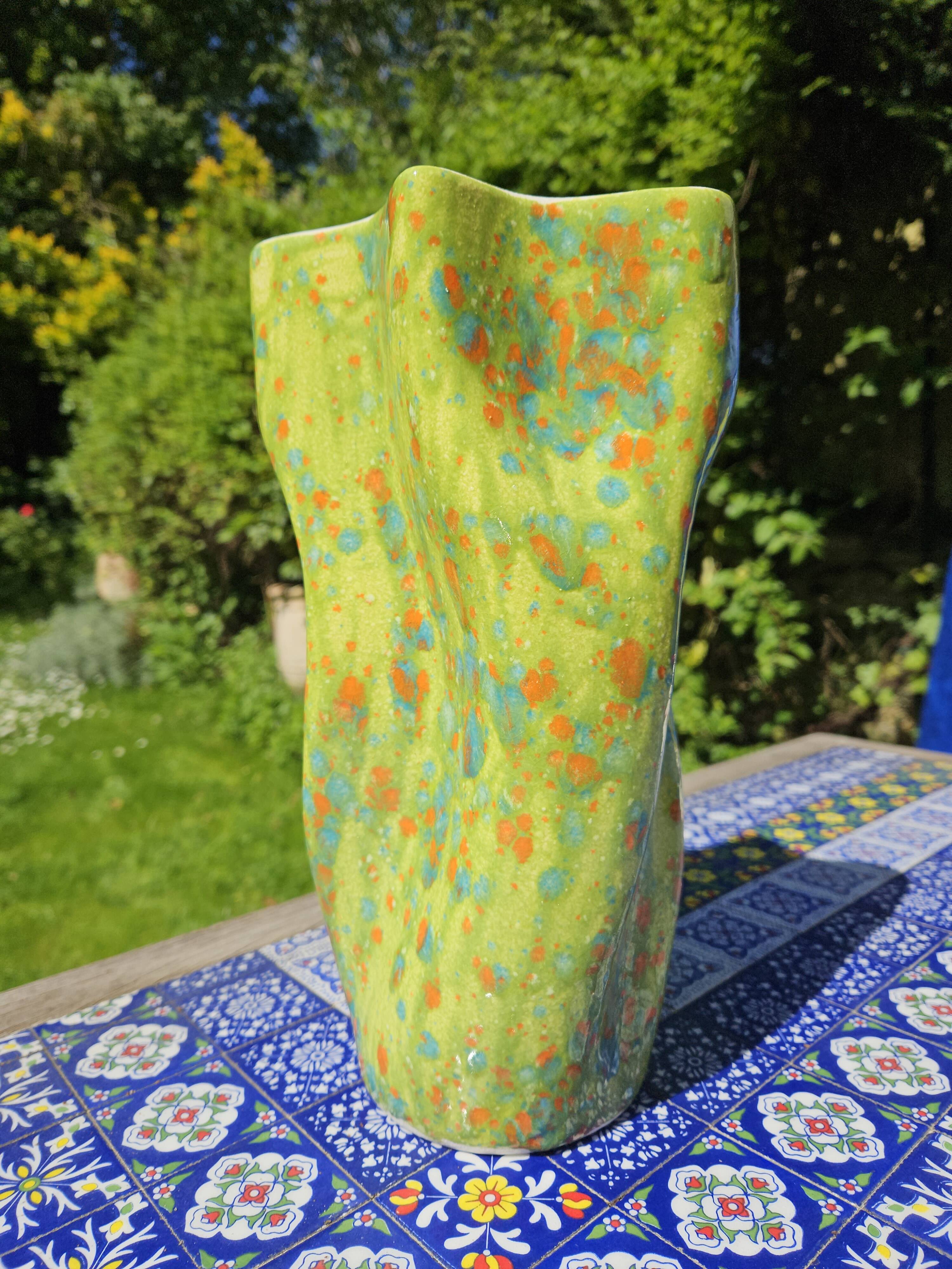 Hand enamelled handkerchief vase