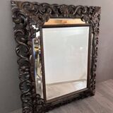 Grand miroir en bois sculpté, style baroque, xixe siècle