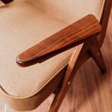 Scandinavian armchair deep brown wool space age design