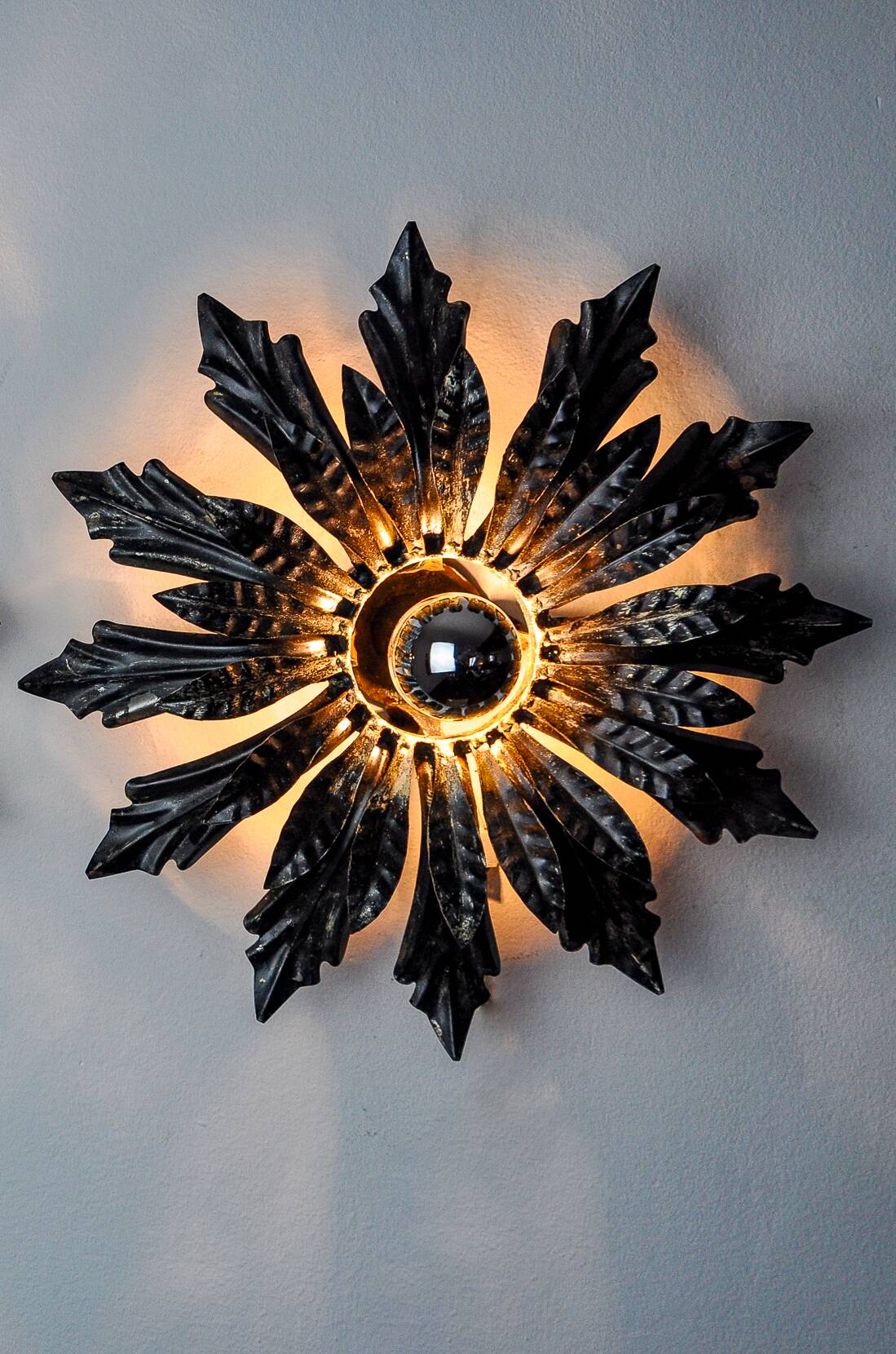 Sun and floral appliques by Ferro Arte, Spain, 1970