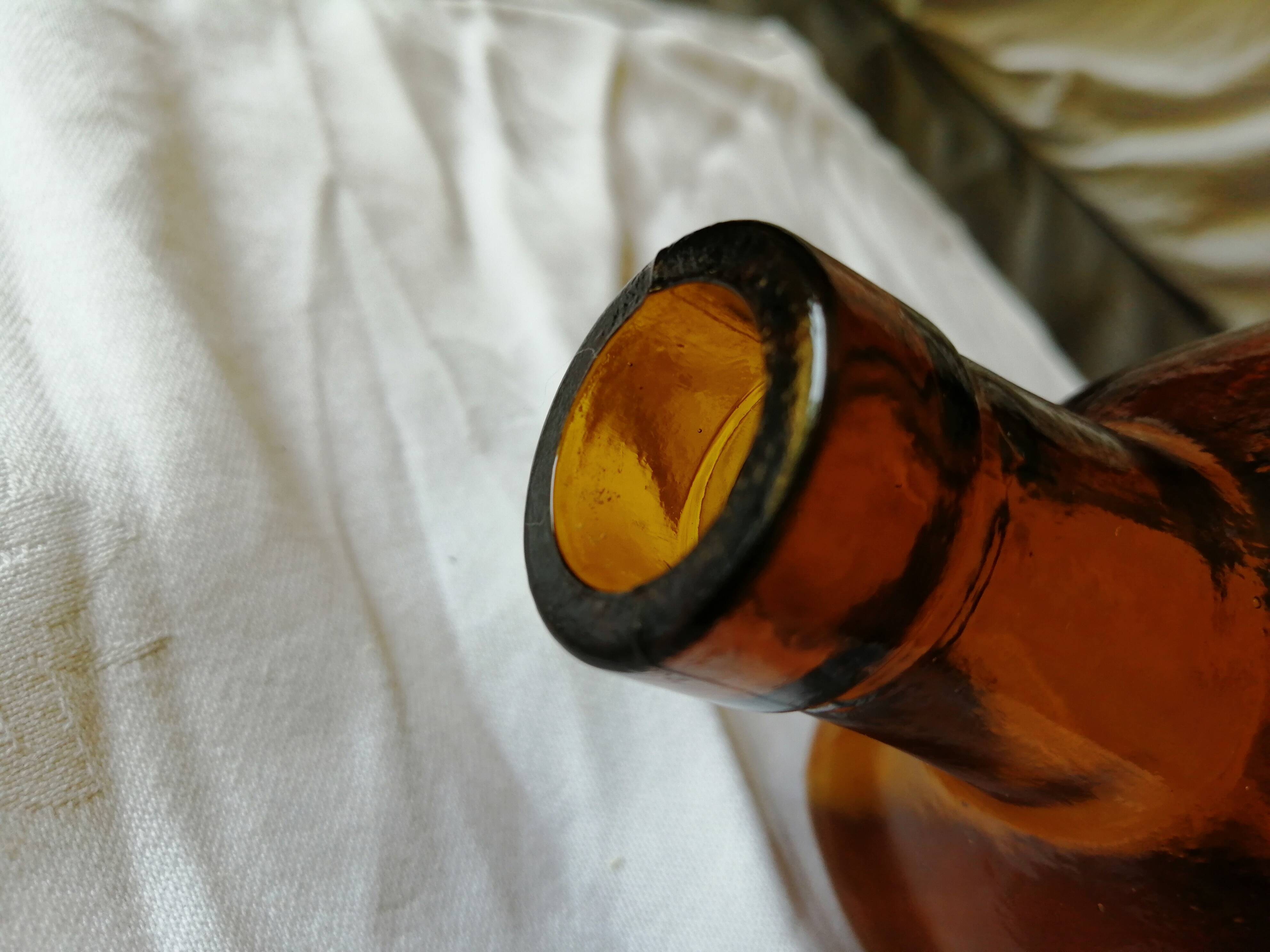 Vintage 6 sided amber bottle