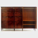 Large 5-door Art Deco wardrobe in flame mahogany, 1920s – 1930s