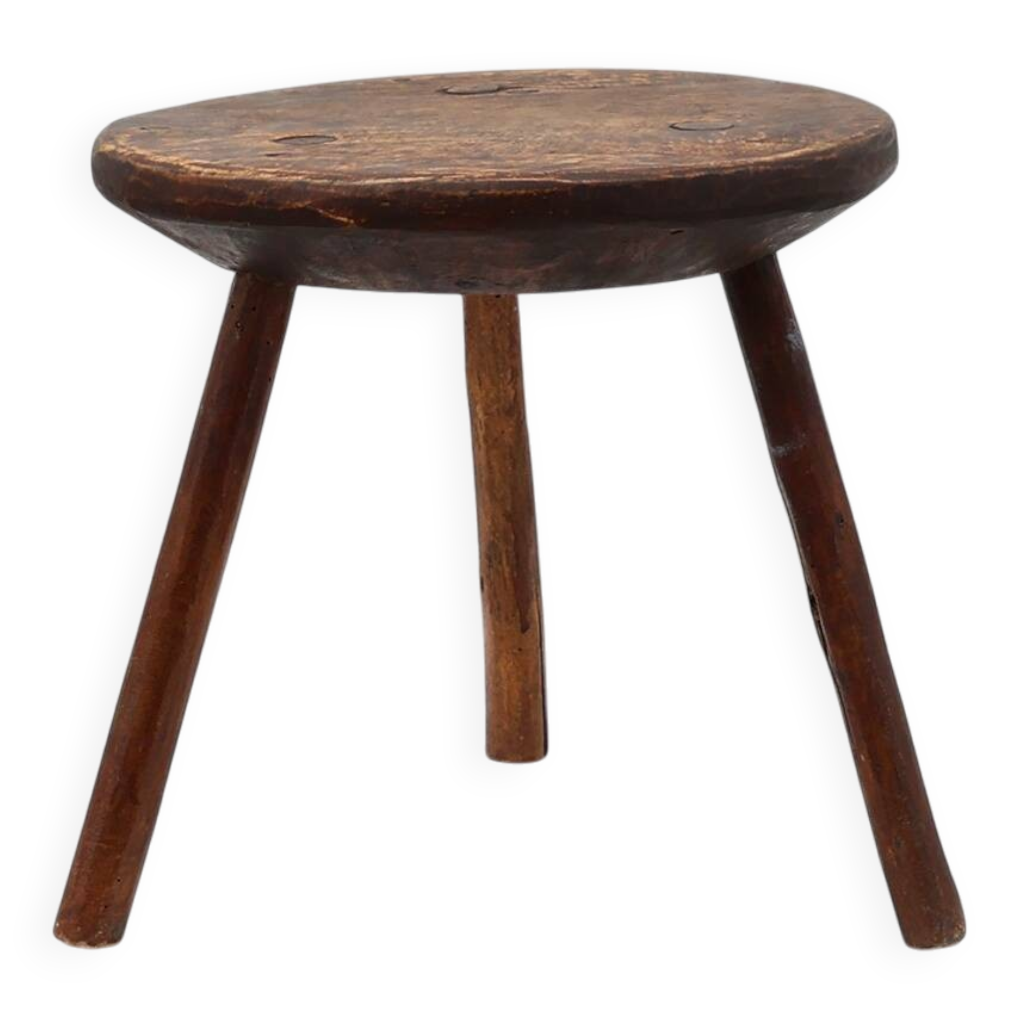 Rustic French wooden stool in wabi sabi style, ca. 1850