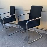 Pair of Inclass chrome base armchairs