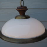Suspension in white opaline, its edge in aged brass