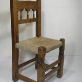 Antique wooden and straw chair, Folk Art - Spain