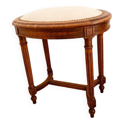 tabouret de style Louis XVI en Hêtre teinté assise velours . XX siècle .
