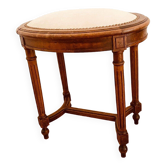 Louis XVI style stool in stained beech with velvet seat. 20th century.