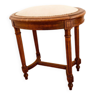 Louis XVI style stool in stained beech with velvet seat. 20th century.