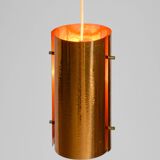 Two 50s tube pendant lamps consisting of two screwed-together copper bowls