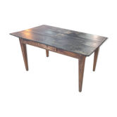 Wooden table with a drawer, black waxed finish.