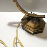 Lampe années 30 pied en laiton tulipe en verre pressé
