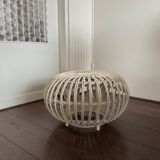Mid Century Italian rattan bamboo Margherita Ottoman by Franco Albini