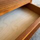 Low Danish Teak Cabinet by Millenium Design — Warm Teak Veneer, Two Drawers, Tapered Legs