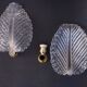 Set of 2 Wall light Trasparent Murano Glass Leave by Barovier e Toso, 1940s