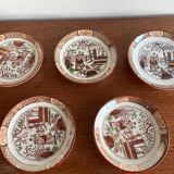 Set of 5 Sarreguemines Chinese Cups and Saucers.