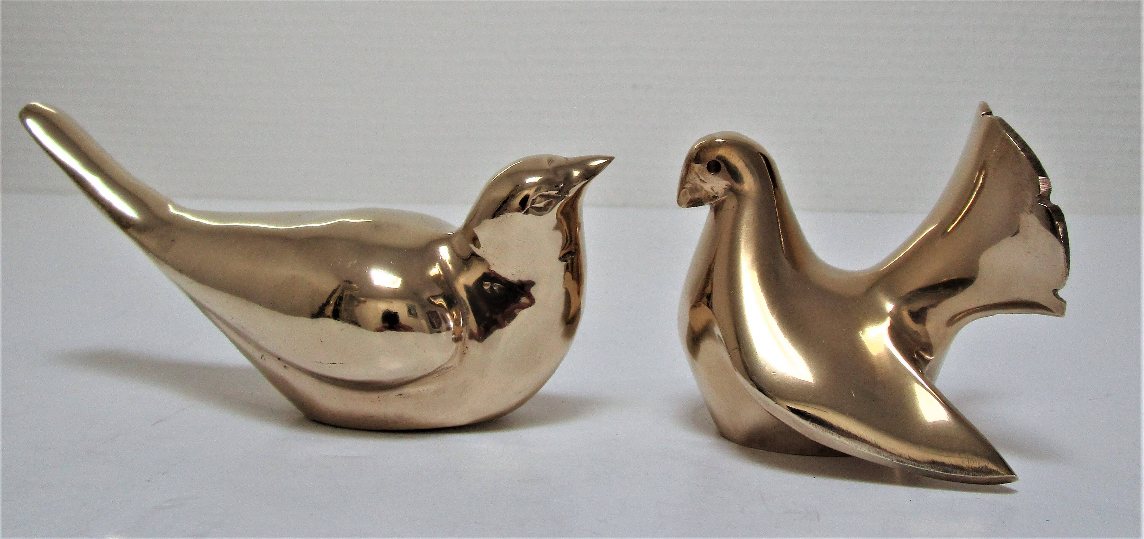 Deux oiseaux laiton massif vintage