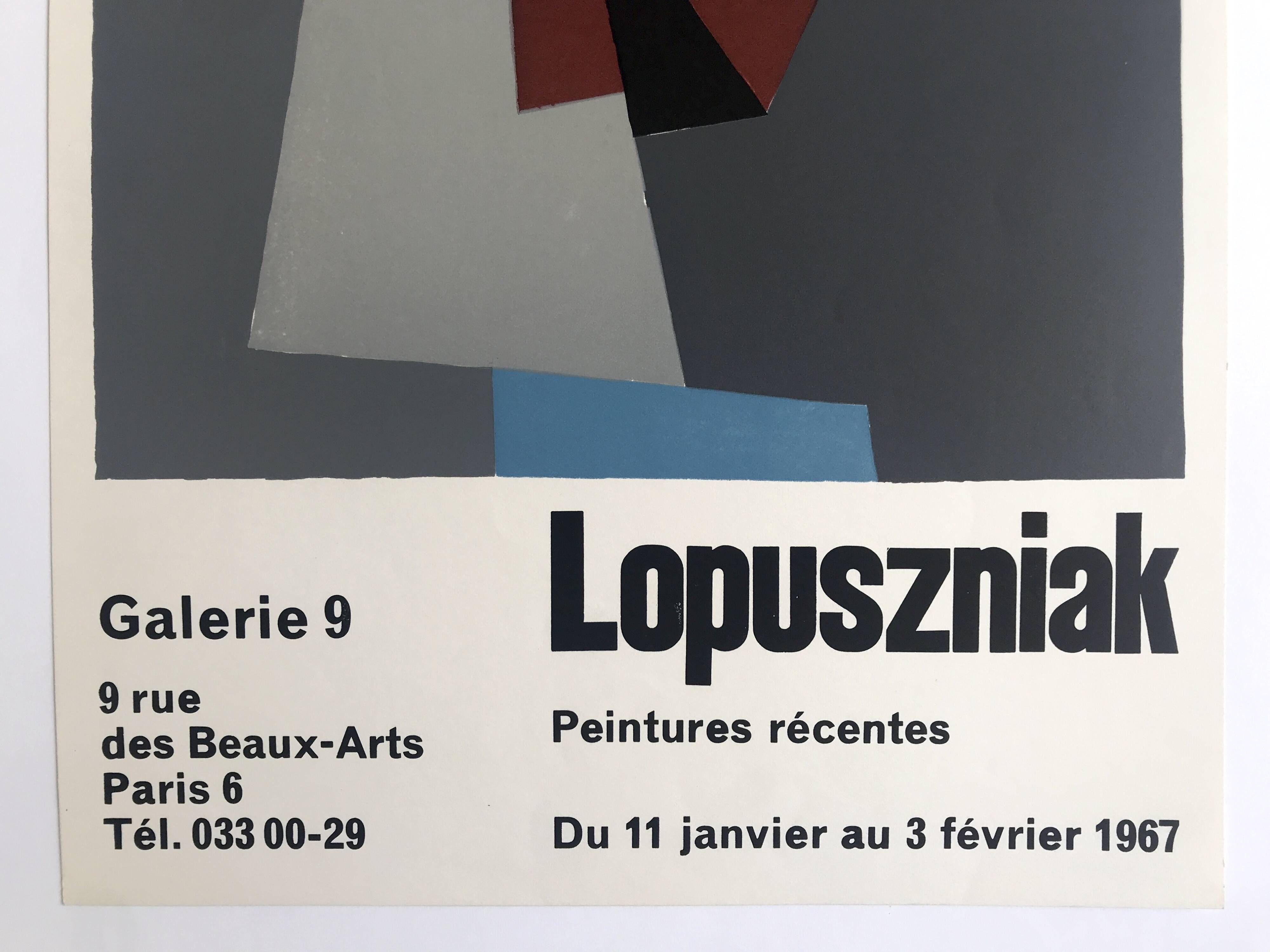 Wladyslaw lopuszniak, gallery 9, 1967. original silkscreen poster