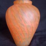 Glass paste vase, orange colour, height - 18 cm.