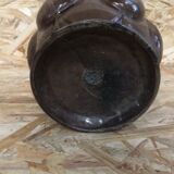 Old art deco vintage brown enameled cast iron plant pot