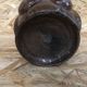 Old art deco vintage brown enameled cast iron plant pot