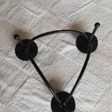 Black candle holder for three wrought iron candles