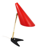 Lampe de table en laiton rouge J.T. Kalmar style milieu du siècle, Vienne, Autriche, années 1950