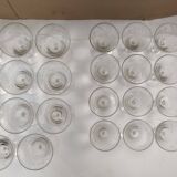 set of 23 champagne glasses or wine glasses in chiseled crystal.