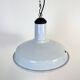 Lampe à suspension industrielle en émail bleu clair, années 1960
