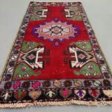 Small Vintage Turkish Rug 110x55 cm, Short Runner, Tribal, Shabby Chic
