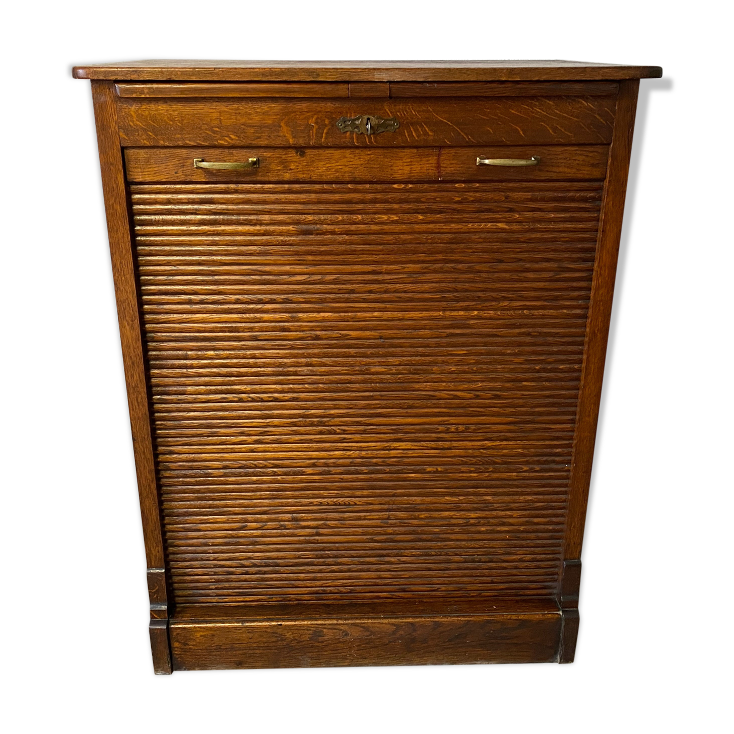 Industrial furniture notary binder with vintage American curtain 1940s